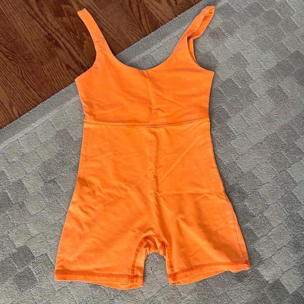 Neon Orange Sleeveless Romper